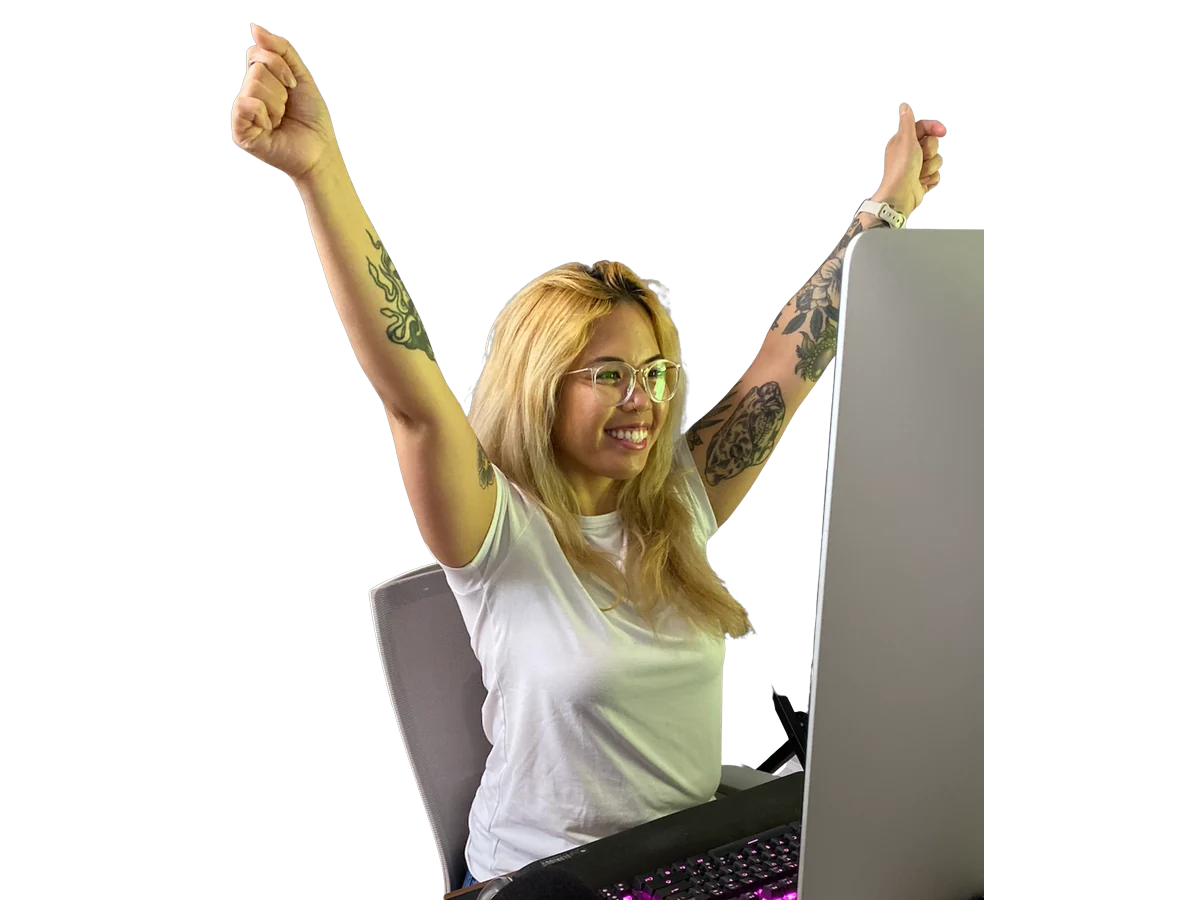A member celebrating finishing a task in a Focus Session